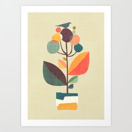 Potted plant with a bird Art Print