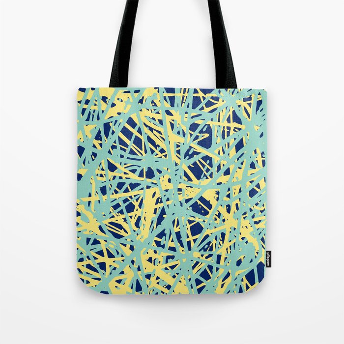 Daisy Scribble Navy, Mint and Lemon Tote Bag