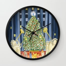 Christmas in New York Wall Clock | Digital, Holiday Card, City, New York Card, New York City, New York, Watercolor, Christmas Card, Christmas, Christmas Tree 