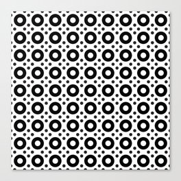 Dots & Circles - Black & White Repeat Modern Pattern Canvas Print