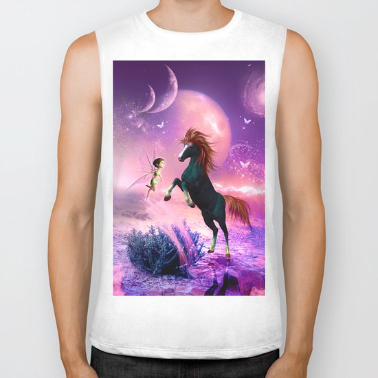 Horse with cute fairy Biker Tank