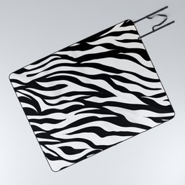 modern safari animal print black and white zebra stripes Picnic Blanket