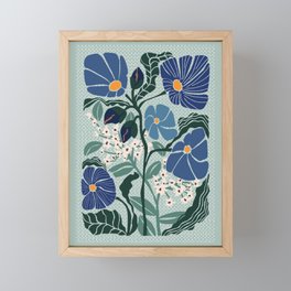 Klimt flowers light blue Framed Mini Art Print