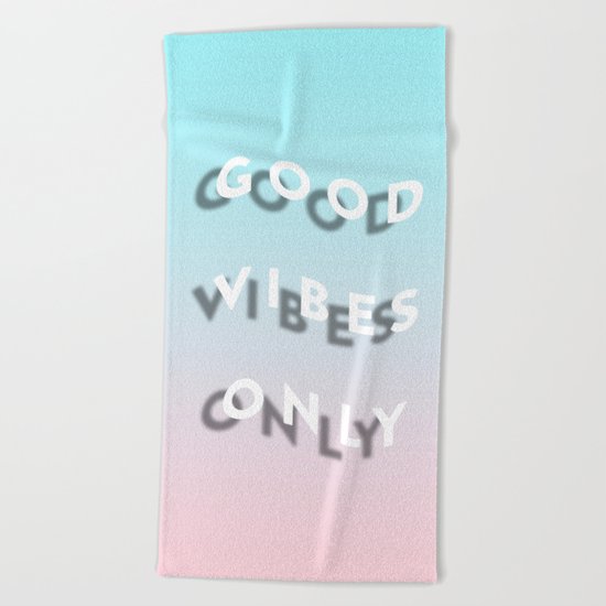 Good Vibes Only - Shadow Gradient - Vaporwave Beach Towel