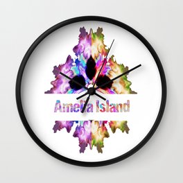 Amelia Island gift tie dye watercolor  Wall Clock