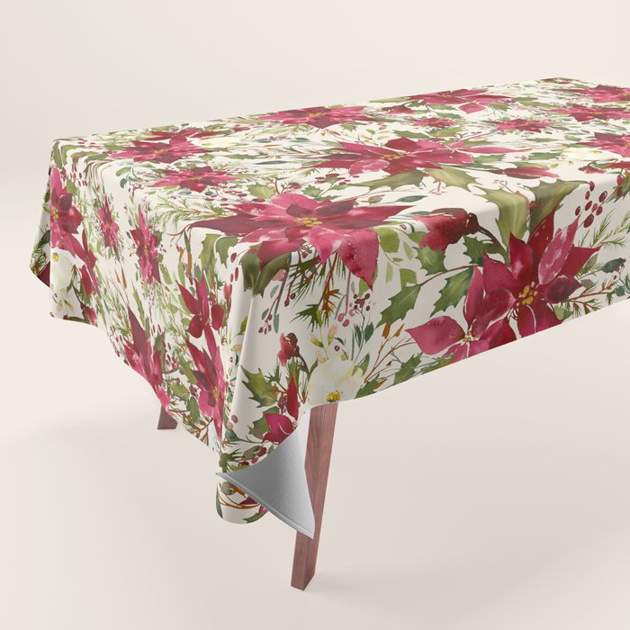 POINSETTIA FLOWER OF THE HOLY NIGHT Tablecloth by Magic Dreams Society6