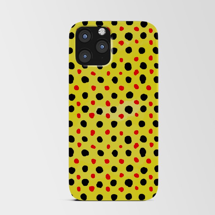 Watercolor Hand Drawn Yellow And Black Polka Dot Pattern,Retro,dotted,circle,abstract, iPhone Card Case