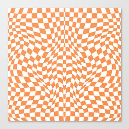 Orange And White Checkered, Orange Chess Board, Distorted Chess Canvas Print