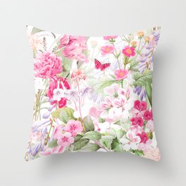 Vintage & Shabby Chic - Pastel Spring Flower Medow Throw Pillow