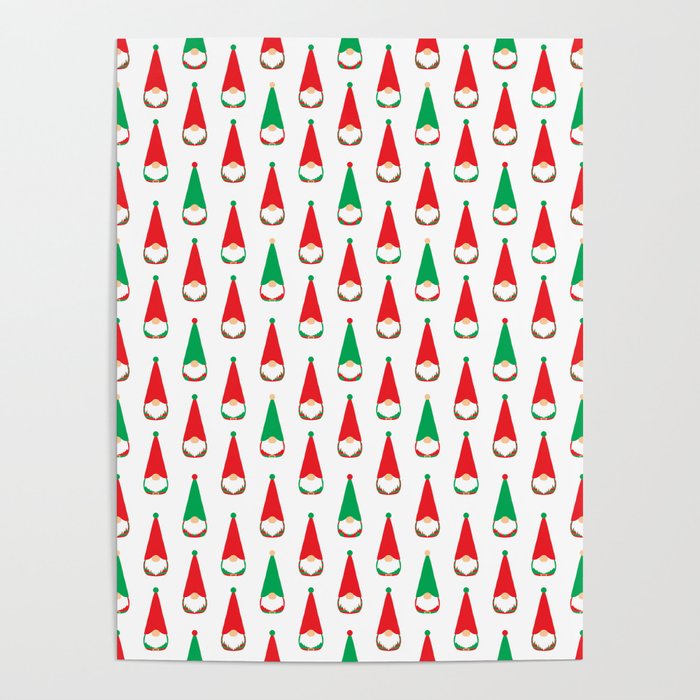 Christmas Gnomes Polka dot pattern. Digital Illustration background Poster