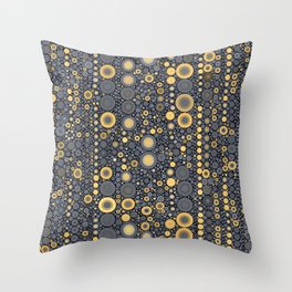 jill - dark blue and gold dot abstract design Throw Pillow