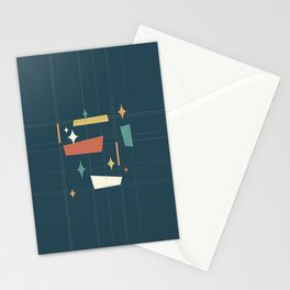 Mid Century Modern Abstract Composition 7 in Charcoal Stationery Card
