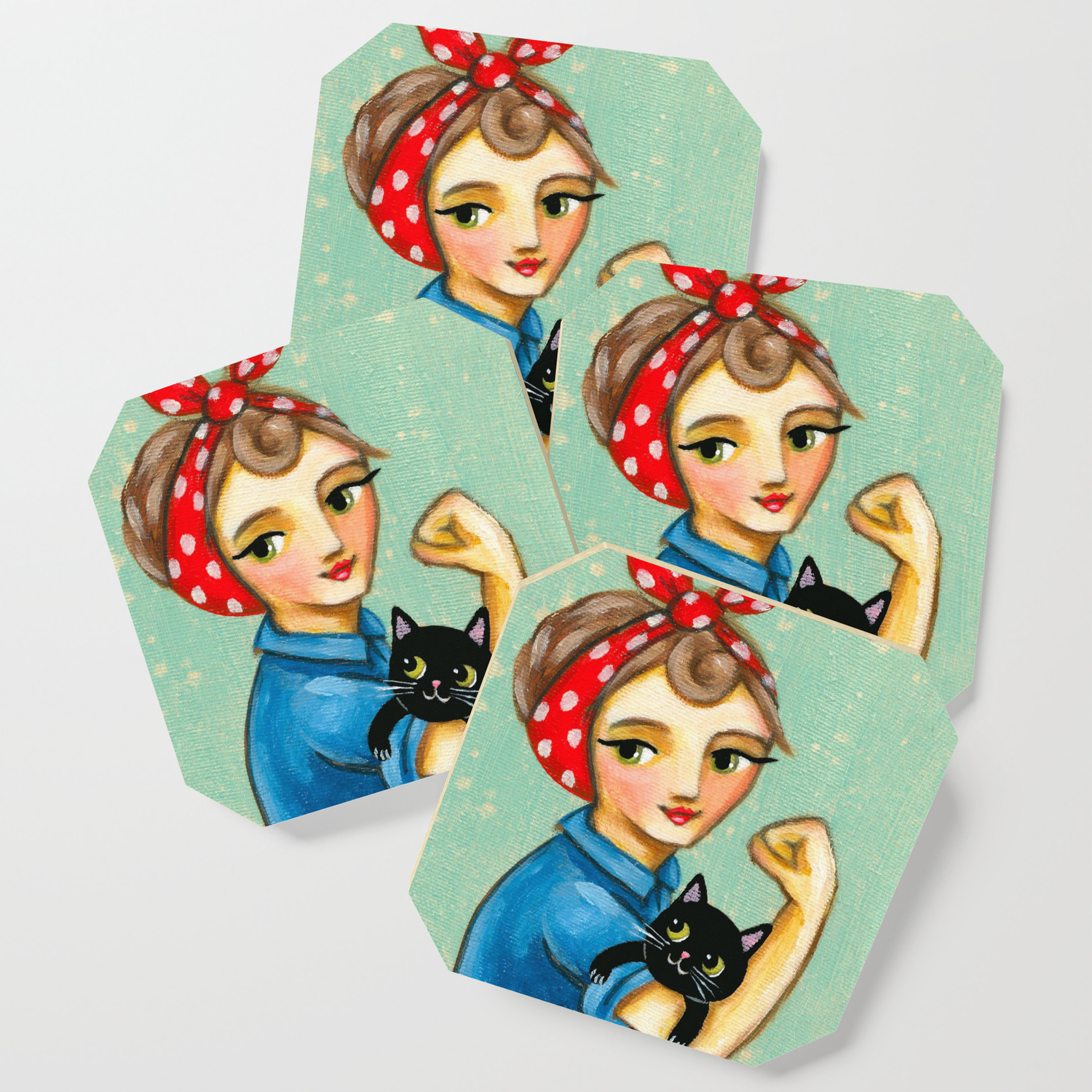Rosie The Riveter With Black Cat We Can Do It Painting By Tascha