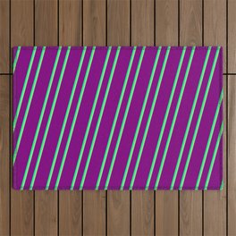 [ Thumbnail: Purple, Green & Light Green Colored Lined/Striped Pattern Outdoor Rug ]
