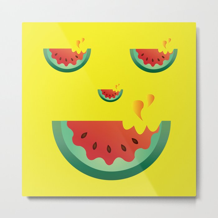 Watermelonween Face Metal Print