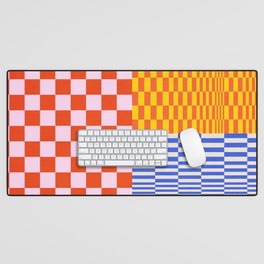 Retro Checkerboard Collage 03 Desk Mat