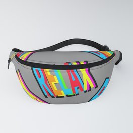 Relax // Typography Pattern Gray Background Cute Rainbow Relax Fanny Pack