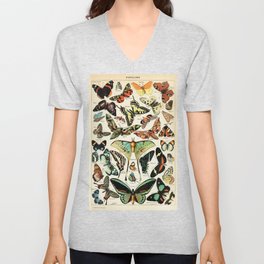 Papillon I Vintage French Butterfly Charts by Adolphe Millot V Neck T Shirt