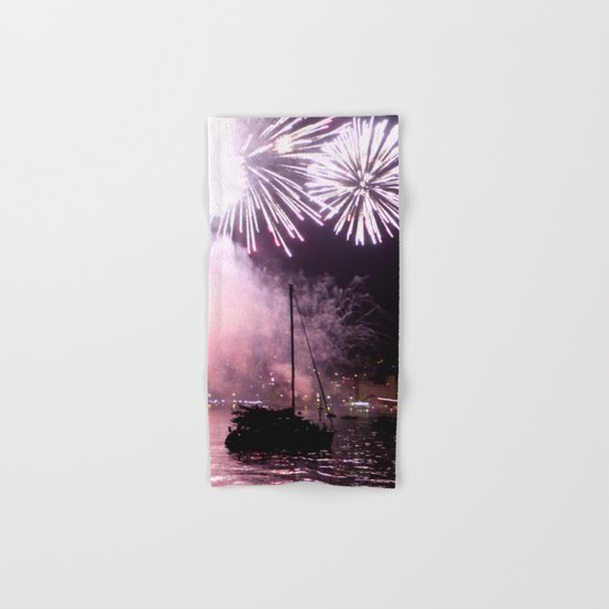 Fireworks on the harbour Hand & Bath Towel