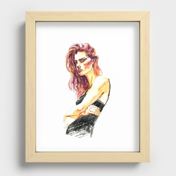 Fashion - Girl in a Black Dress Recessed Framed Print