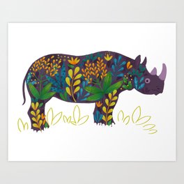 Blooming series: rhino Art Print