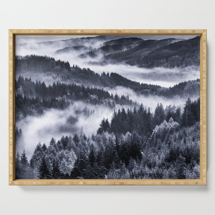 Misty Forest Mountains Serving Tray