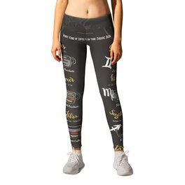 Coffee types and Zodiac sign #2 Leggings | Astrology, Morning, Graphicdesign, Espresso, Cafe, Drink, Cappuccino, Coffeeology, Zodiac, Kitchen 