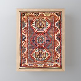 Borjalou Kazak Southwest Caucasus Antique Rug Print Framed Mini Art Print
