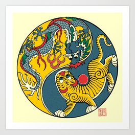 A Flag of Dragon and Tiger Art Print