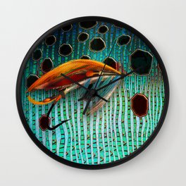 Classic Salmon Fly on Trout Camo Wall Clock