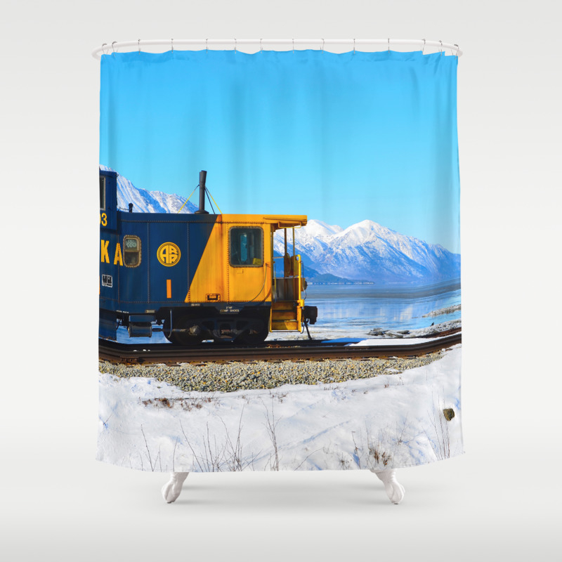 Caboose Alaska Train Shower Curtain