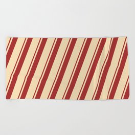 [ Thumbnail: Brown & Tan Colored Lines/Stripes Pattern Beach Towel ]
