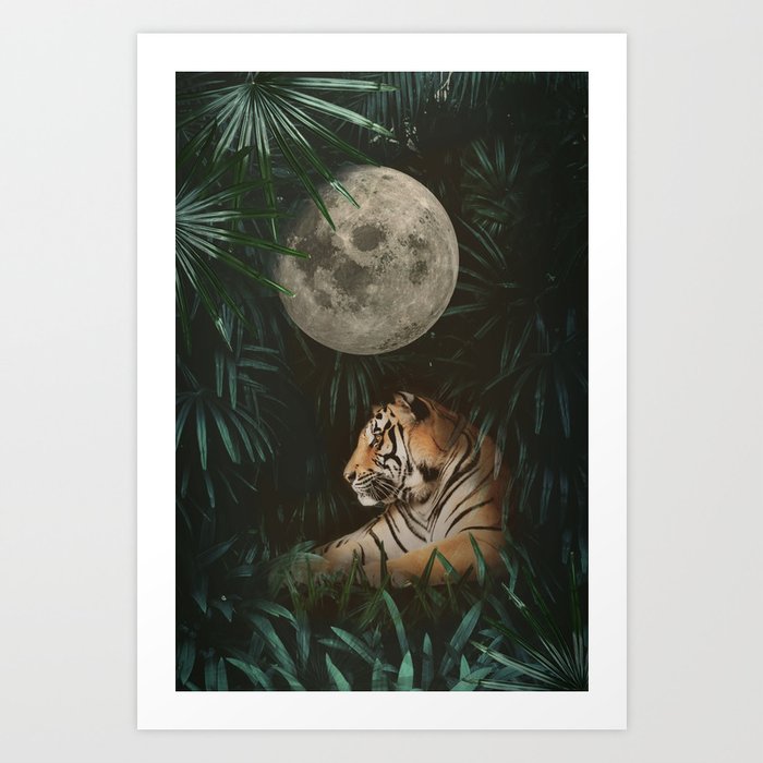 Moon and Tiger Art Print