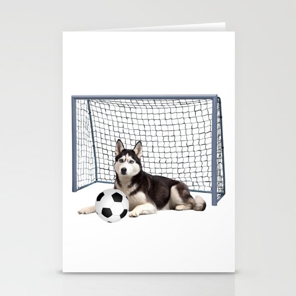 Husky Dog - Soccer Goal Sports  Stationery Cards