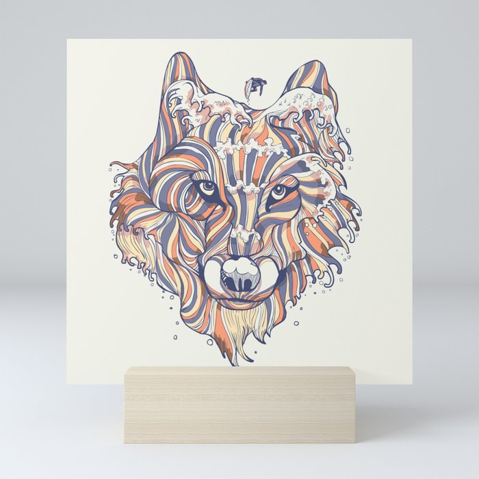 Wave Wolf Mini Art Print