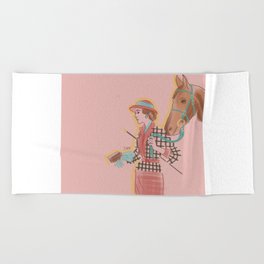 Woman with Horse #1 Beach Towel