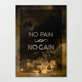 No Pain No Gain Black and Gold Motivational Art Canvas Print
