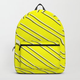 [ Thumbnail: Yellow, Beige & Green Colored Pattern of Stripes Backpack ]