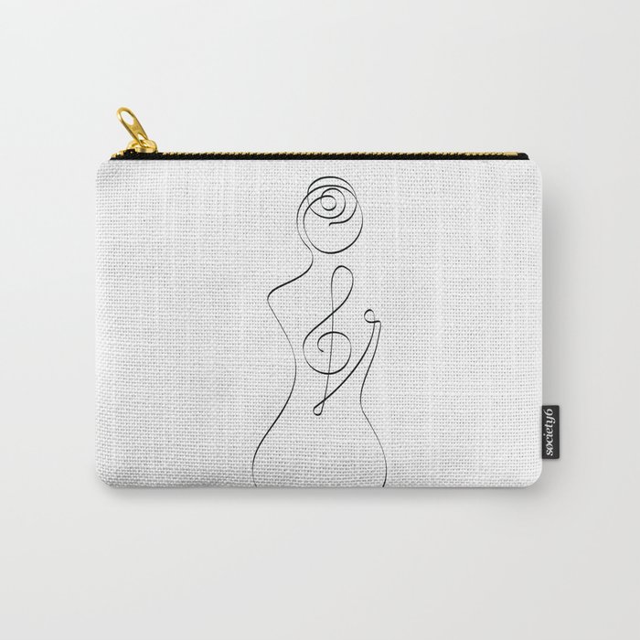 Music Lover Woman Line Art Carry-All Pouch