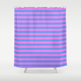 [ Thumbnail: Cornflower Blue & Violet Colored Stripes/Lines Pattern Shower Curtain ]