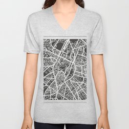 Brussels City Map in Retro Style. Outline Map. Vintage Illustration.  V Neck T Shirt