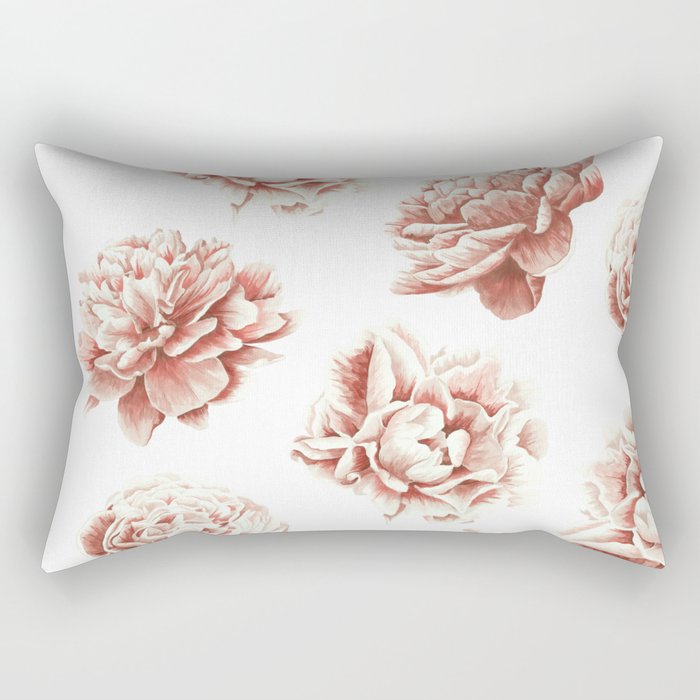 Rose Garden Vintage Rose Pink Cream and White Rectangular Pillow