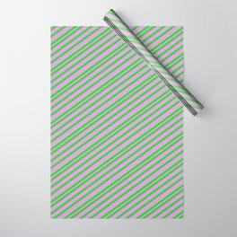 [ Thumbnail: Lime Green and Plum Colored Pattern of Stripes Wrapping Paper ]