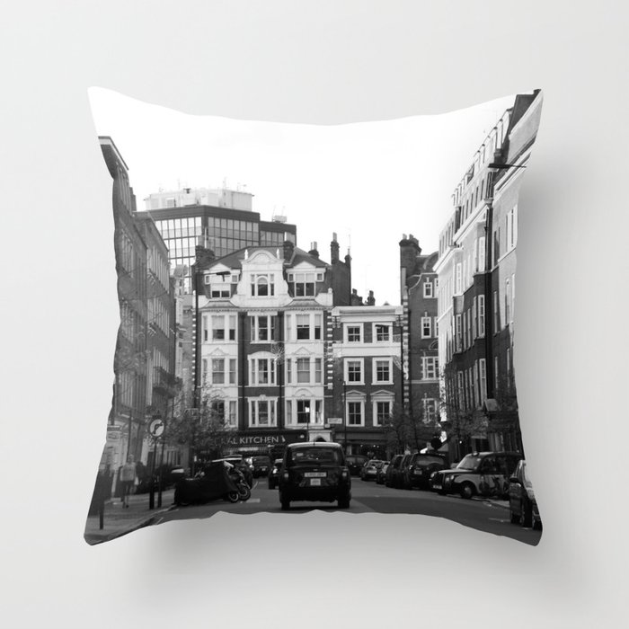 LONDON - black and white street Throw Pillow