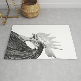 Black and White Rooster Rug
