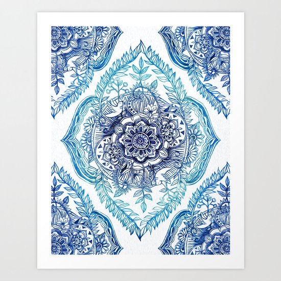 Indian Ink - in Blues Art Print