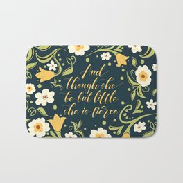 And though she be but little she is fierce (FFP1b) Bath Mat | Leaf, Floral, Feminist, Graphicdesign, Watercolor, Watercolour, Feminism, Flowers, Green, Leaves 