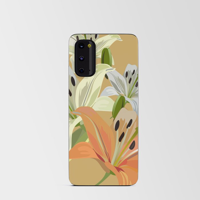 Lily - Floral Bouquet Art Design on Orange Android Card Case