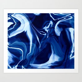Indigo In Motion - Fluid Art Art Print