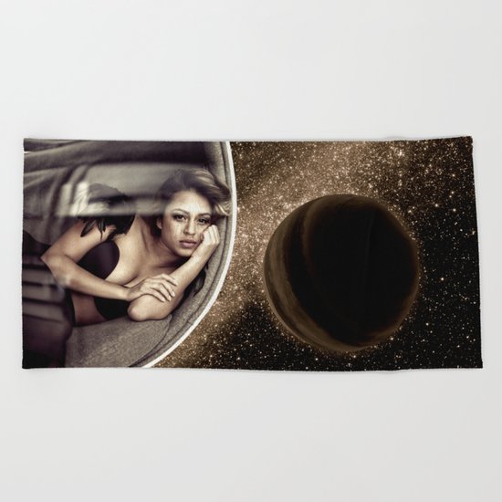 Sad walk in Space Beach Towel